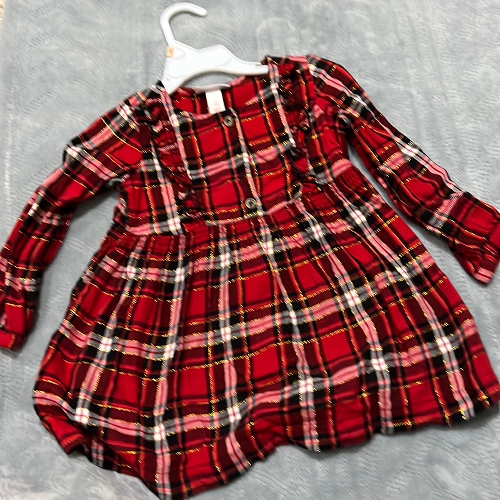 Cute dress - red , black and gold button up.
